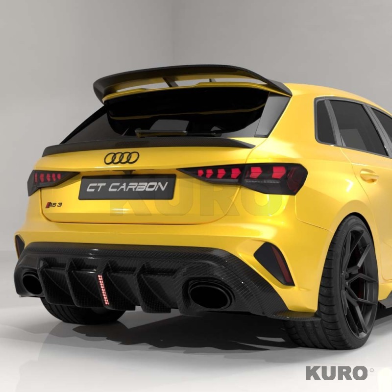 AUDI RS3 8Y 2025+ po liftingu sportback carbon dyfuzor z LED LIGHT - V2 - CT DESIGN