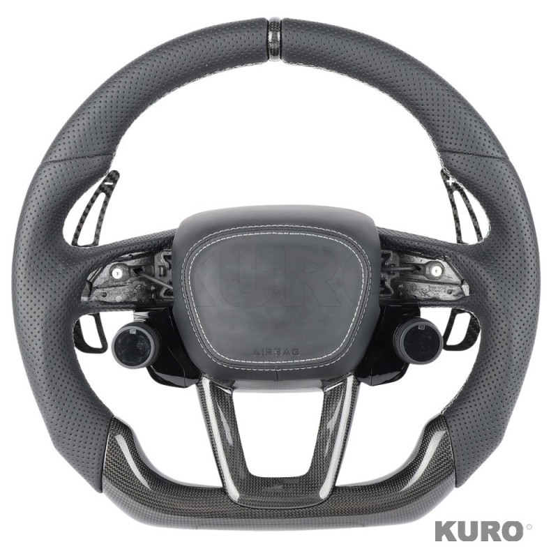 AUDI RSQ8 PERFORATED LEATHER / carbon FLAT BOTTOM CUSTOM kierownica