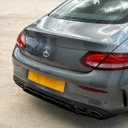 MERCEDES C-CLASS coupe W205 gloss black dyfuzor & BLACK TIPS