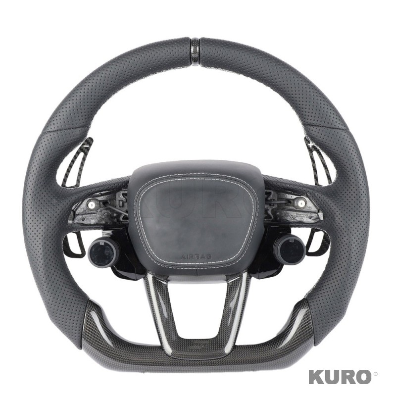 AUDI A6/S6/RS6 & A7/S7/RS7 C8 PERFORATED LEATHER / carbon FLAT BOTTOM CUSTOM kierownica
