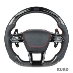 AUDI A6/S6/RS6 & A7/S7/RS7 C8 carbon / LEATHER LED FLAT BOTTOM CUSTOM kierownica