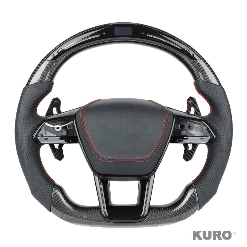 AUDI A6/S6/RS6 & A7/S7/RS7 C8 carbon / LEATHER LED FLAT BOTTOM CUSTOM kierownica