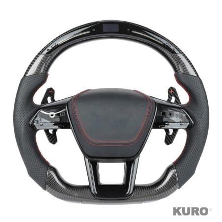 AUDI A6/S6/RS6 & A7/S7/RS7 C8 carbon / LEATHER LED FLAT BOTTOM CUSTOM kierownica