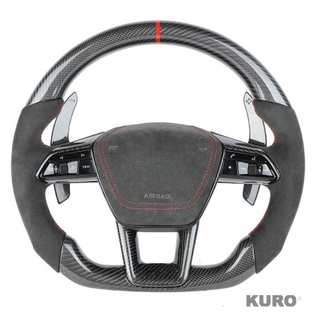 AUDI A6/S6/RS6 & A7/S7/RS7 C8 carbon / ALCANTARA gloss black FLAT BOTTOM CUSTOM kierownica