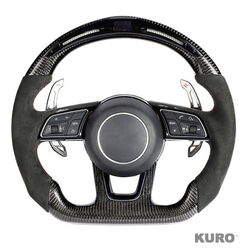 AUDI B9 & 8V 2016-2024 carbon / ALCANTARA LED FLAT BOTTOM CUSTOM kierownica