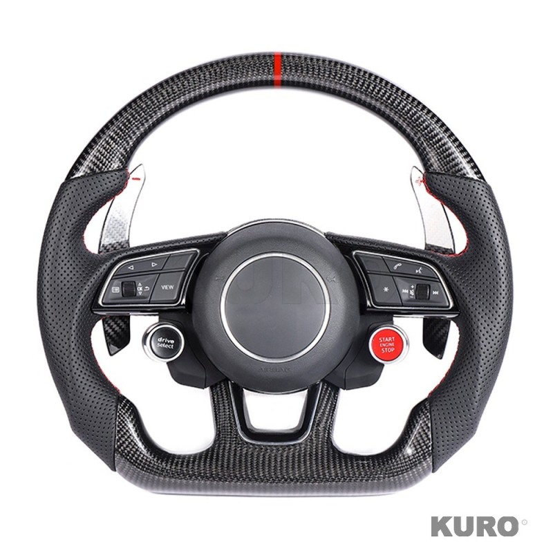 AUDI B9 & 8V 2016-2024 carbon / LEATHER FLAT BOTTOM CUSTOM kierownica