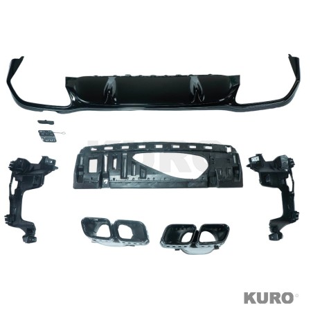 MERCEDES W213 2020-2023 E-CLASS gloss black dyfuzor & TIPS