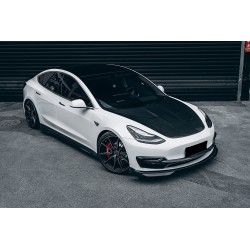 Tesla Model 3 karbon progi boczne (IMP wzór) | pasuje do Model 3, Model 3 Highland RWD AWD | KURO